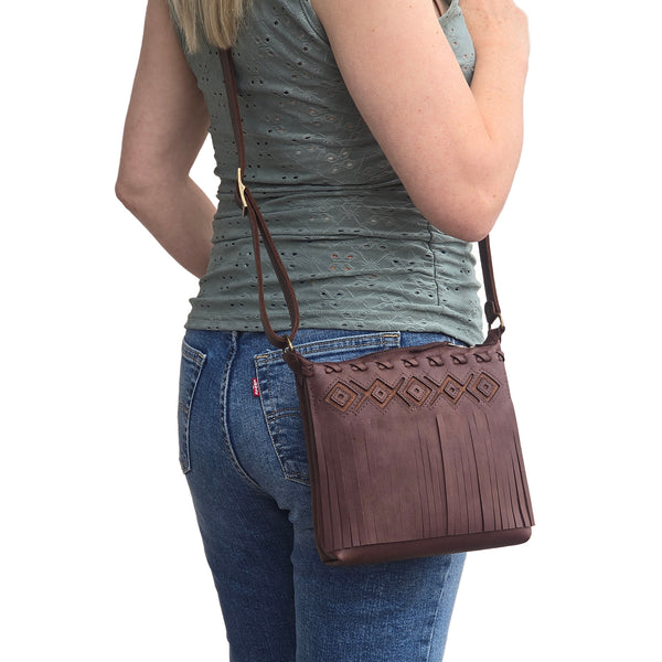 Leather Fringe Purse - Chocolate