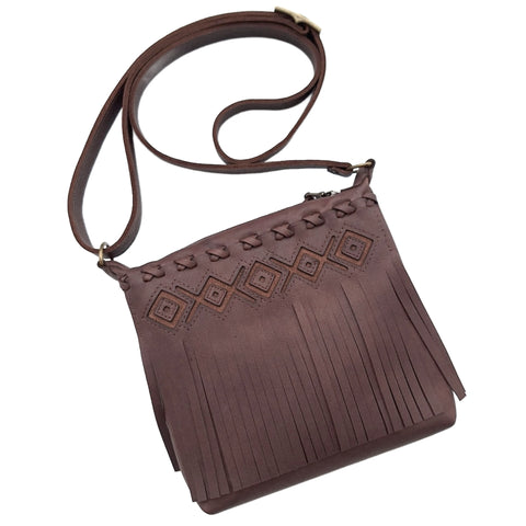 Leather Fringe Purse - Chocolate