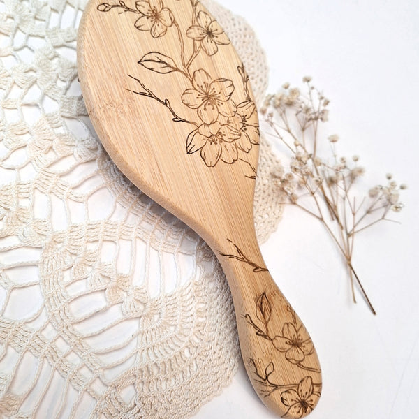 Bamboo Floral Hair Brush