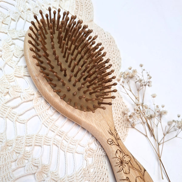 Bamboo Floral Hair Brush