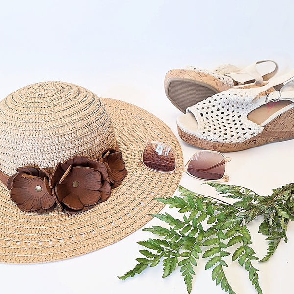 Hat Band - Leather Flowers