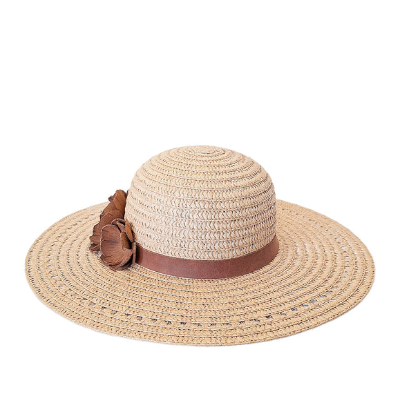 Large Brim Sun Hat with Leather Hat Band