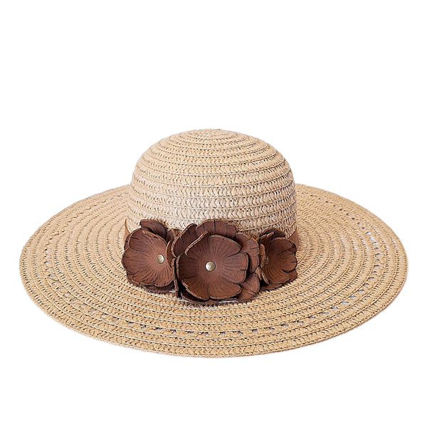 Large Brim Sun Hat with Leather Hat Band