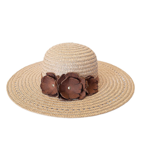 Large Brim Sun Hat with Leather Hat Band