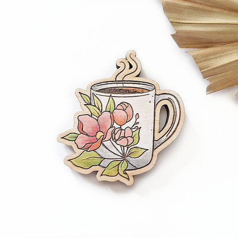 Magnet - Floral Coffee Cup