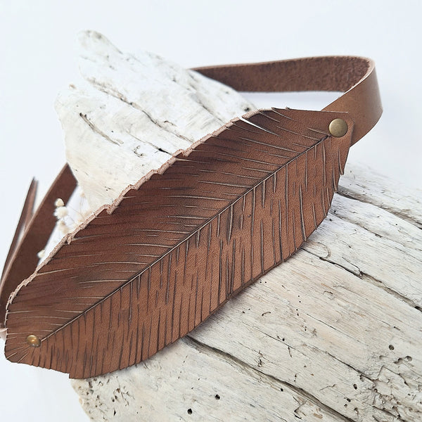 Hat Band - Leather Feather