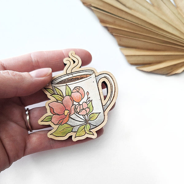 Magnet - Floral Coffee Cup