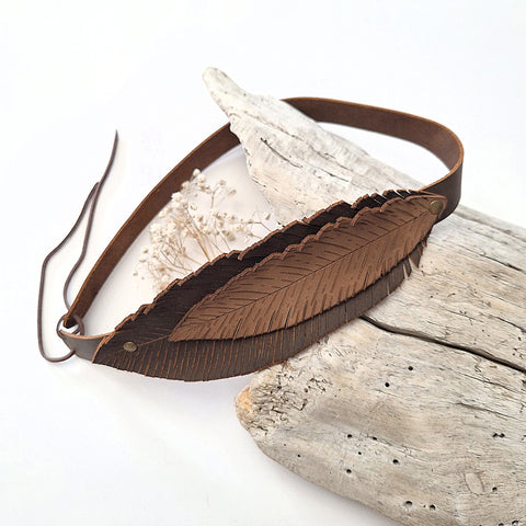 Hat Band - Leather Feathers