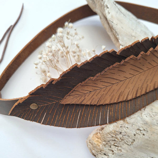 Hat Band - Leather Feathers