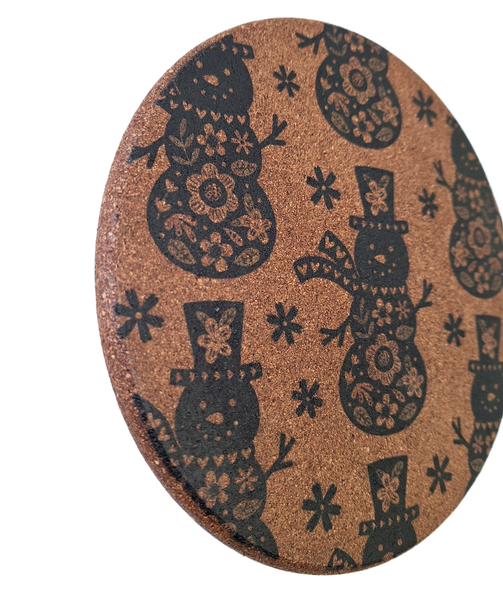 Cork Hot Pot Trivet - Snowman