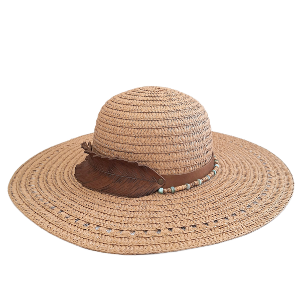 Large Brim Sun Hat with Leather Hat Band
