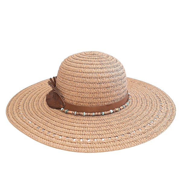 Large Brim Sun Hat with Leather Hat Band