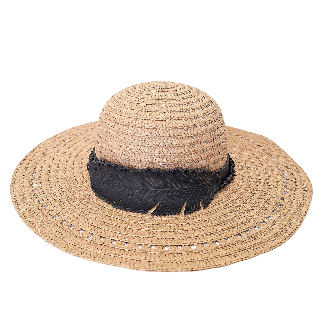Large Brim Sun Hat with Leather Hat Band