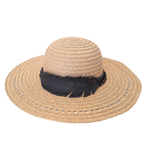 Large Brim Sun Hat with Leather Hat Band