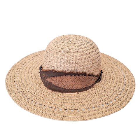 Large Brim Sun Hat with Leather Hat Band