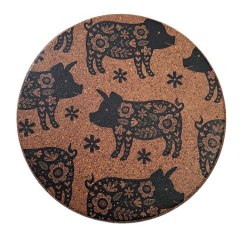 Cork Hot Pot Trivet - Pig