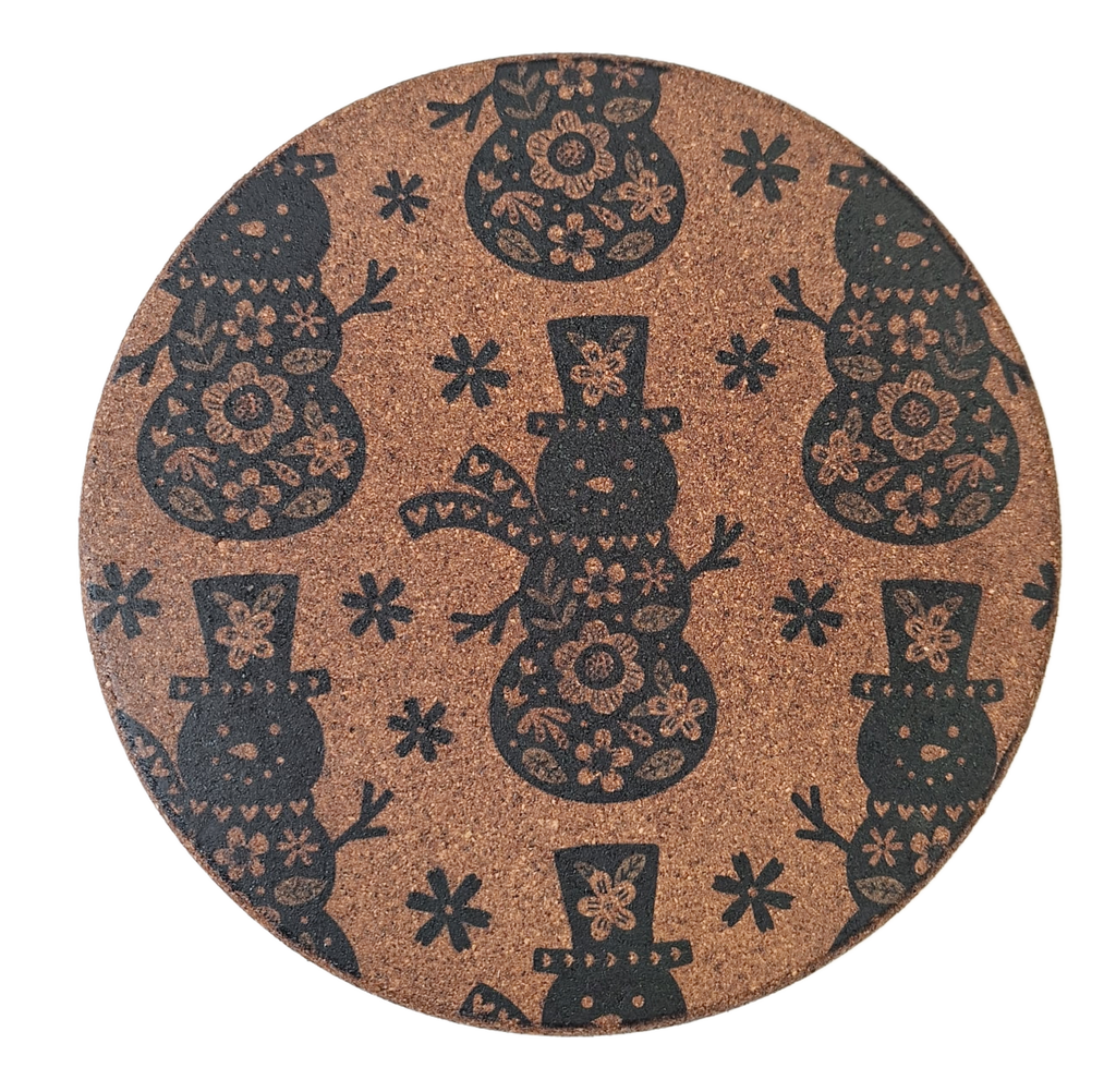 Cork Hot Pot Trivet - Snowman