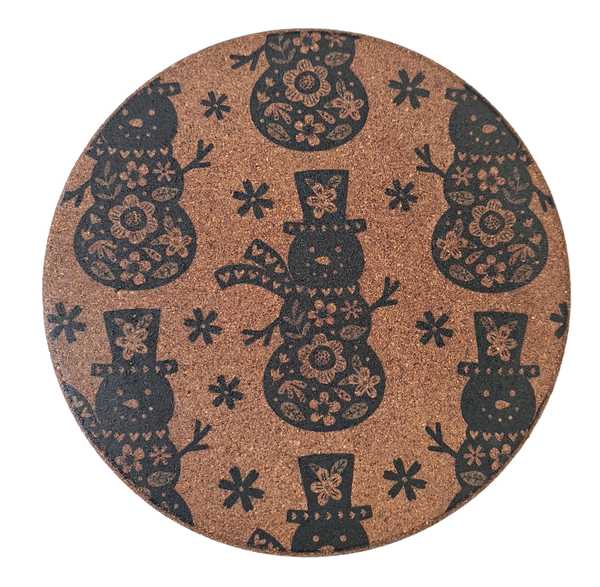 Cork Hot Pot Trivet - Snowman